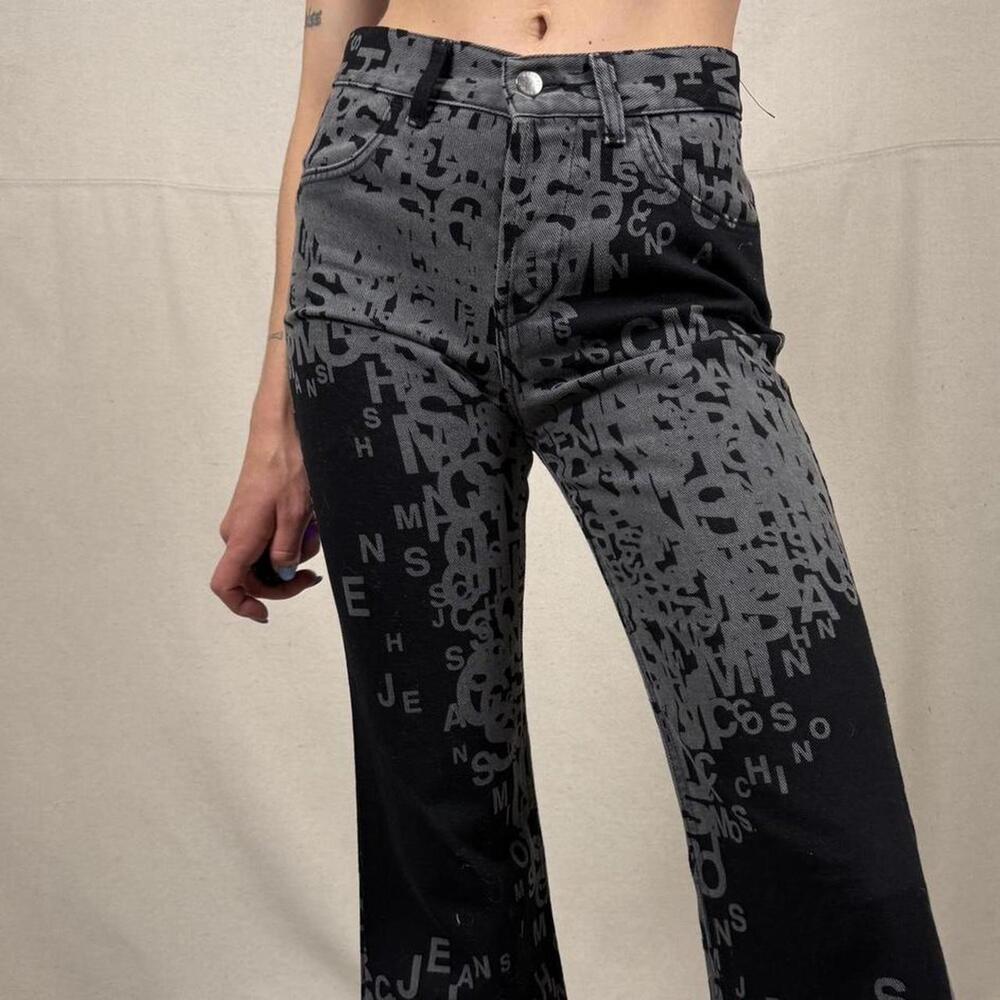 Vintage Moschino Jeans Peace Sign Pants - Y2K Logo Print - Size 28 - Picture 4 of 8